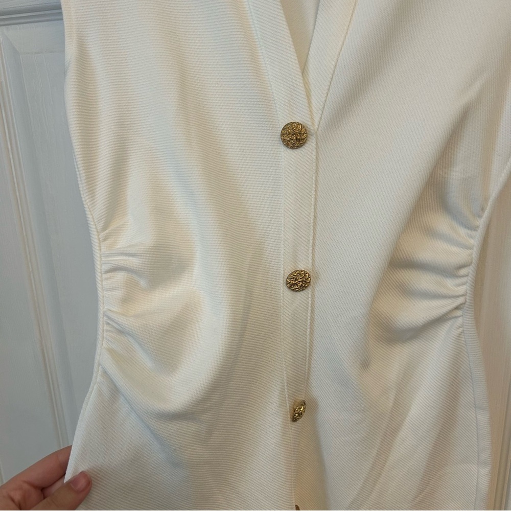 Zara White Collared Button-Front Midi Dress - Picture 3 of 4